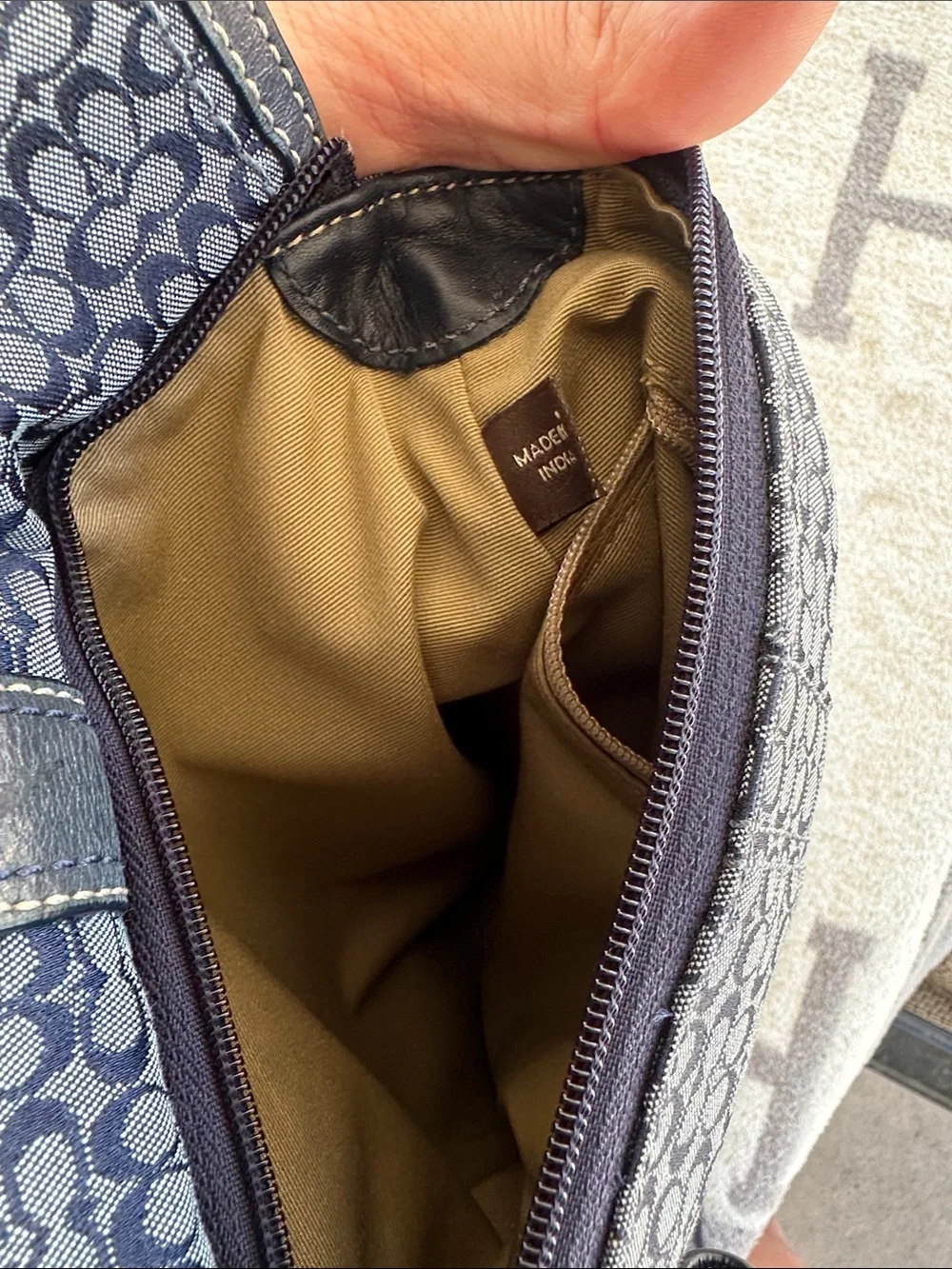 Coach Navy and Black Signature Crossbody Bag
